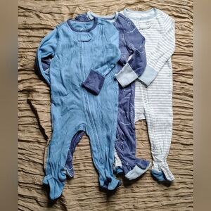Cloud Island Blue and White Kids Footies Set Sz 6-9 M Double Zip NWOT